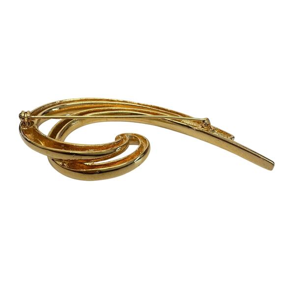Givenchy Swirl Wave Brooch Pin Gold Plated - Picture 6 of 7